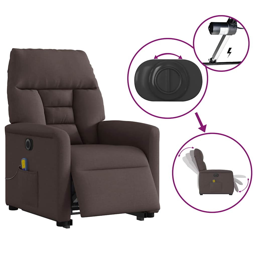Sta-op-massagestoel elektrisch verstelbaar stof donkerbruin is nu te koop bij PeponiXL, paradijselijk wonen!
