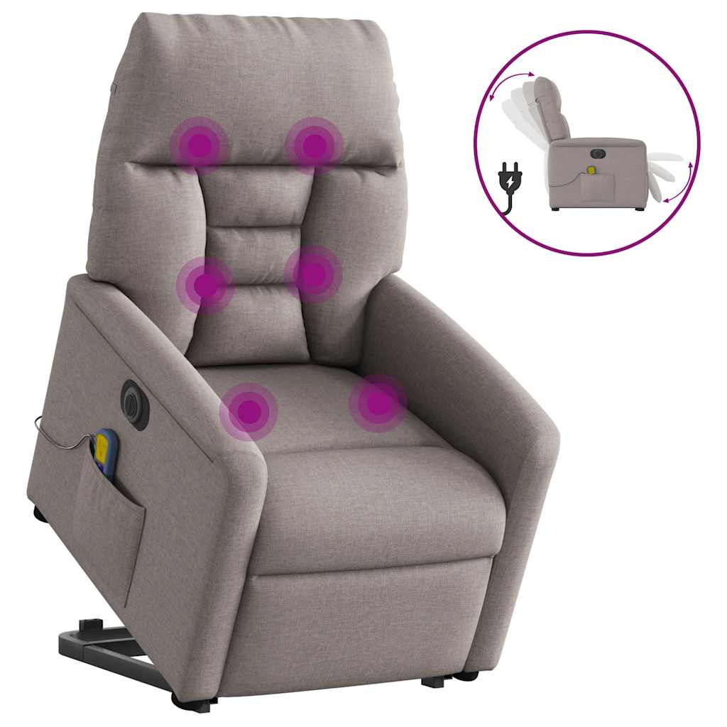 Sta-op-massagestoel elektrisch verstelbaar stof taupe is nu te koop bij PeponiXL, paradijselijk wonen!