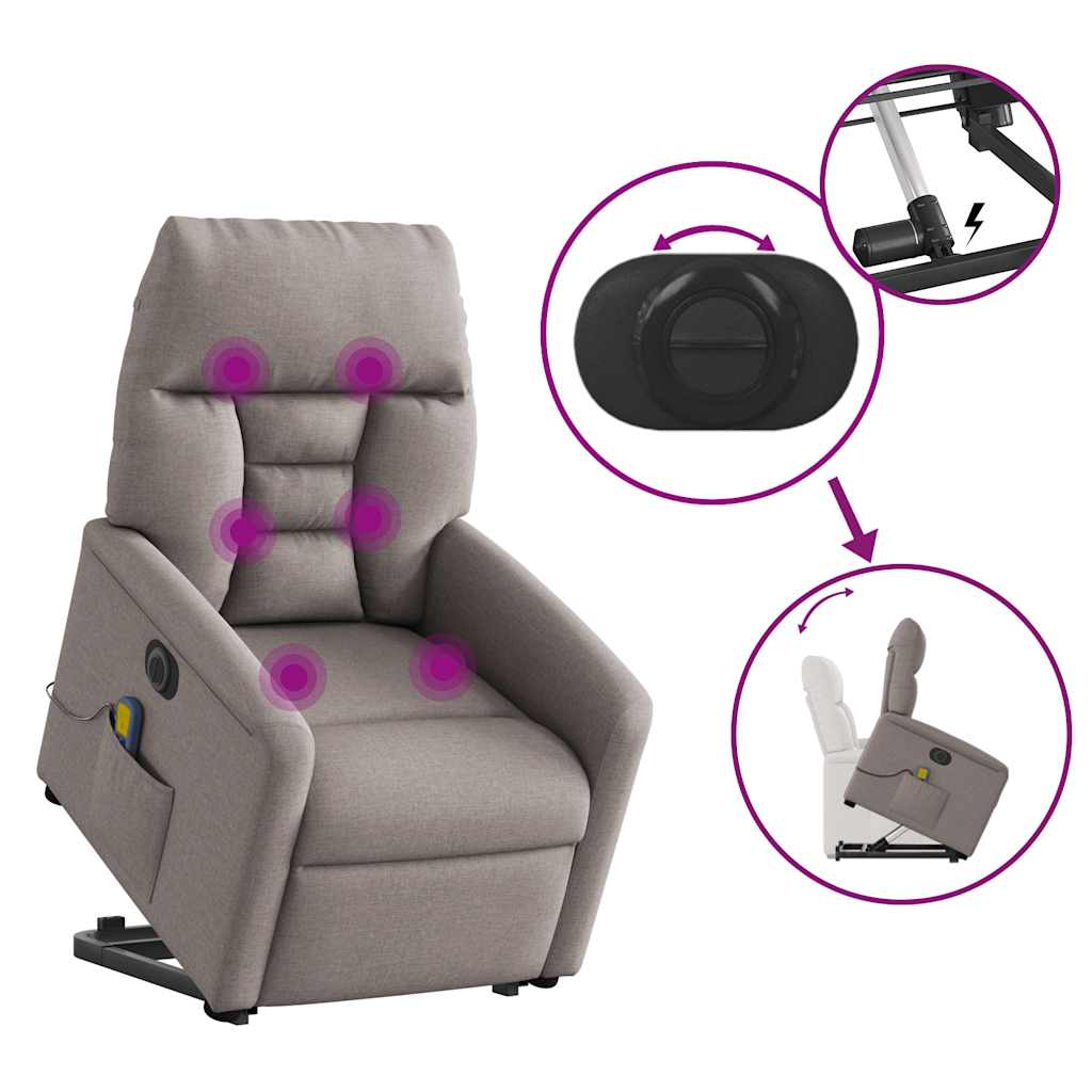 Sta-op-massagestoel elektrisch verstelbaar stof taupe is nu te koop bij PeponiXL, paradijselijk wonen!
