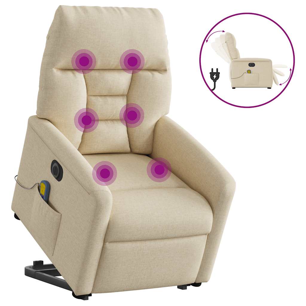 Sta-op-massagestoel elektrisch verstelbaar stof crèmekleurig is nu te koop bij PeponiXL, paradijselijk wonen!