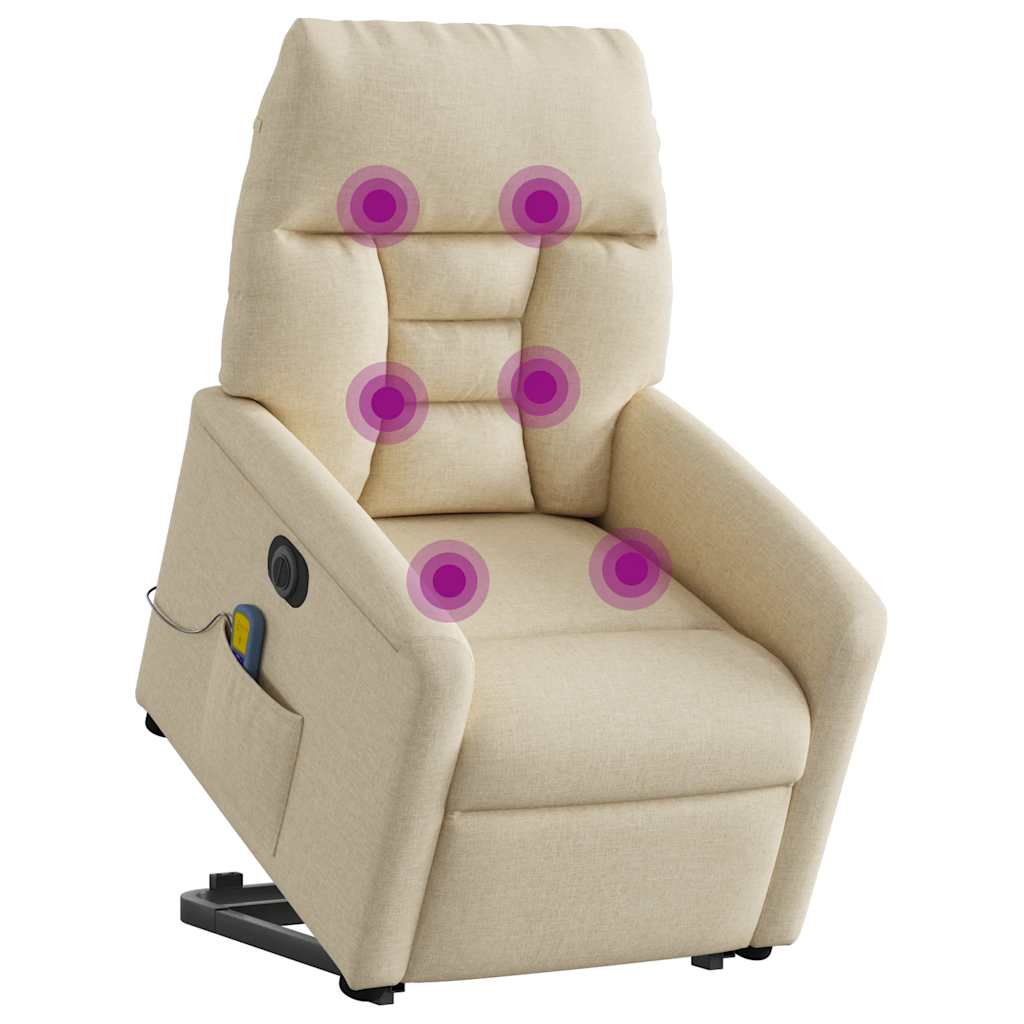Sta-op-massagestoel elektrisch verstelbaar stof crèmekleurig is nu te koop bij PeponiXL, paradijselijk wonen!