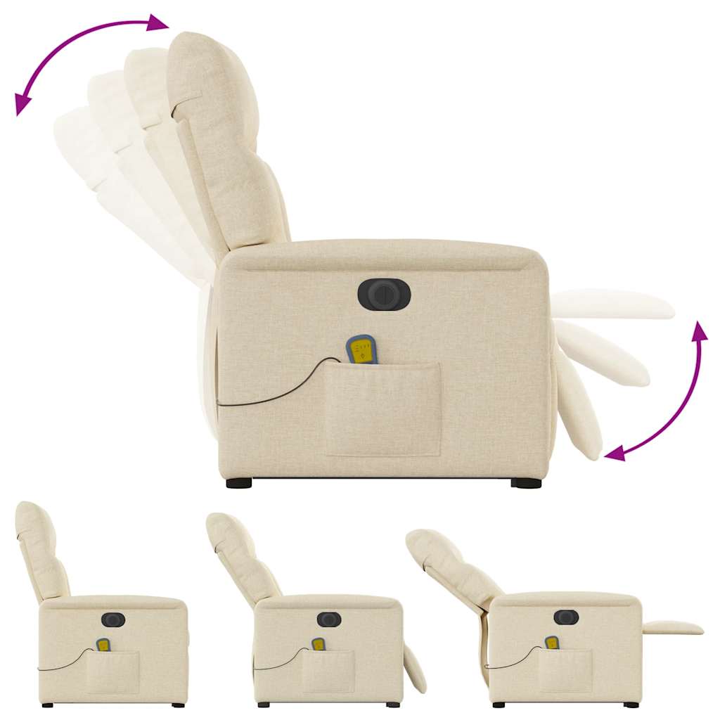 Sta-op-massagestoel elektrisch verstelbaar stof crèmekleurig is nu te koop bij PeponiXL, paradijselijk wonen!