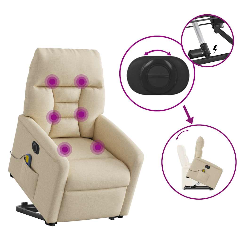 Sta-op-massagestoel elektrisch verstelbaar stof crèmekleurig is nu te koop bij PeponiXL, paradijselijk wonen!