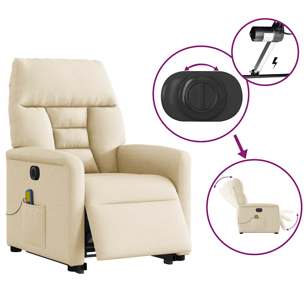 Sta-op-massagestoel elektrisch verstelbaar stof crèmekleurig is nu te koop bij PeponiXL, paradijselijk wonen!