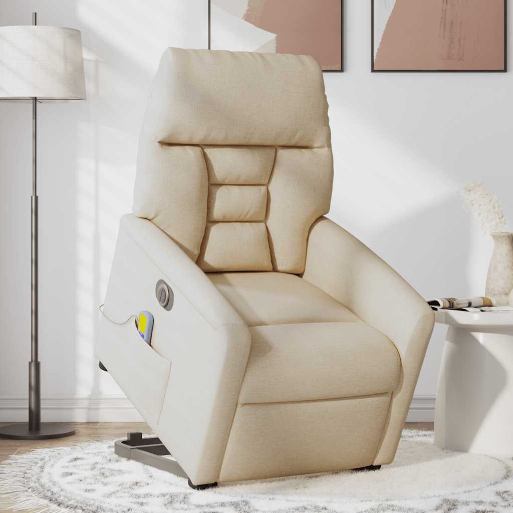 Sta-op-massagestoel elektrisch verstelbaar stof crèmekleurig is nu te koop bij PeponiXL, paradijselijk wonen!