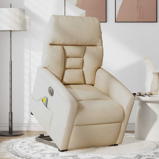 Sta-op-massagestoel elektrisch verstelbaar stof crèmekleurig is nu te koop bij PeponiXL, paradijselijk wonen!