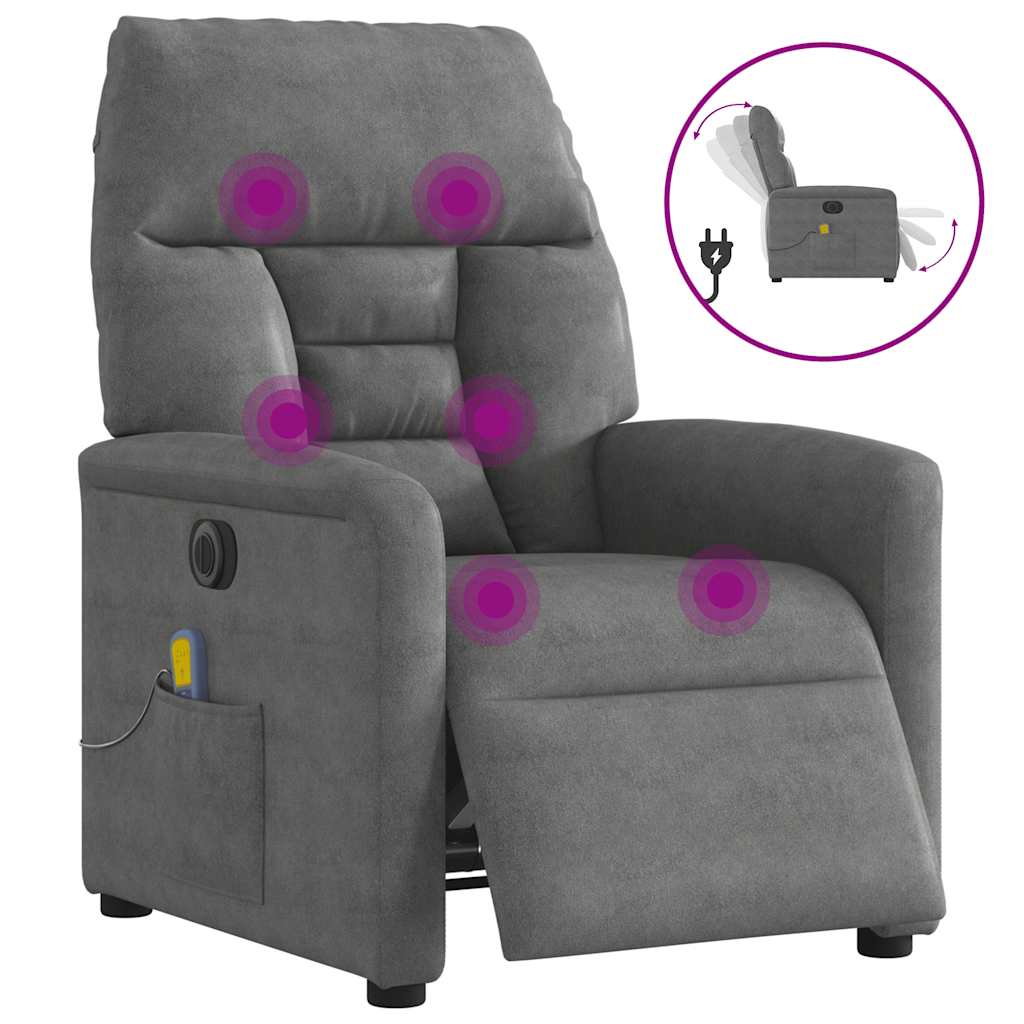 Massagestoel elektrisch verstelbaar microvezelstof donkergrijs is nu te koop bij PeponiXL, paradijselijk wonen!