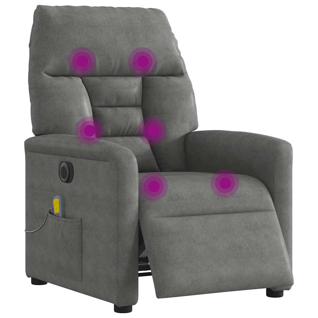 Massagestoel elektrisch verstelbaar microvezelstof donkergrijs is nu te koop bij PeponiXL, paradijselijk wonen!