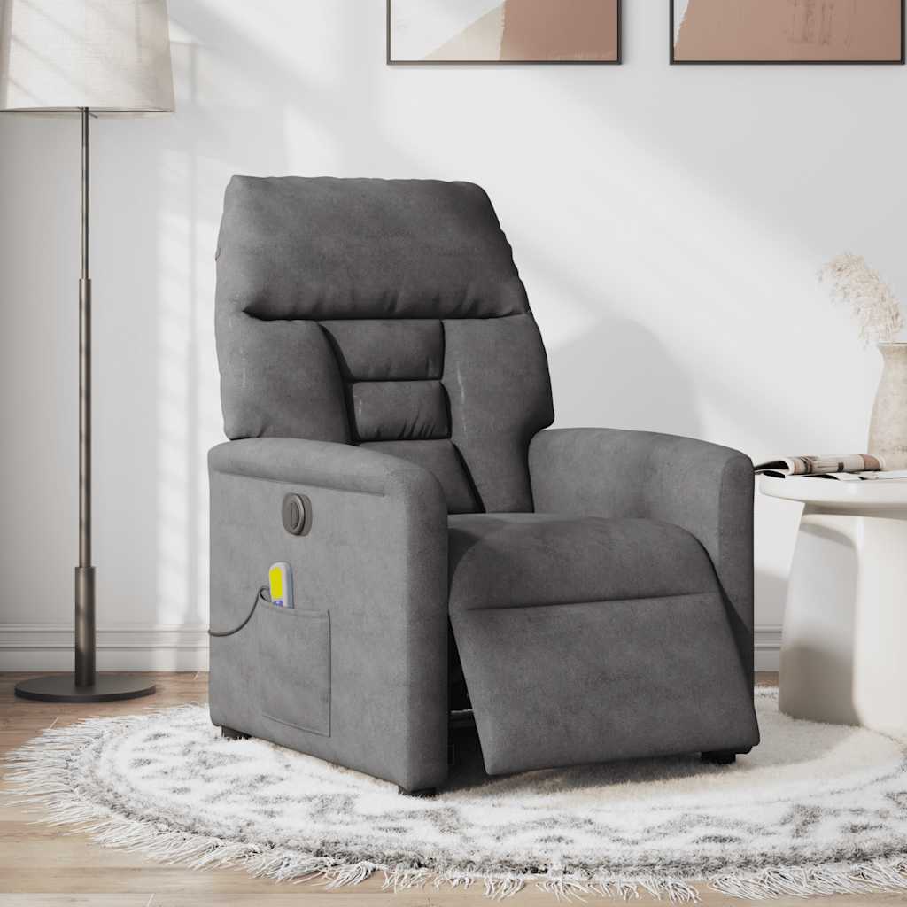Massagestoel elektrisch verstelbaar microvezelstof donkergrijs is nu te koop bij PeponiXL, paradijselijk wonen!