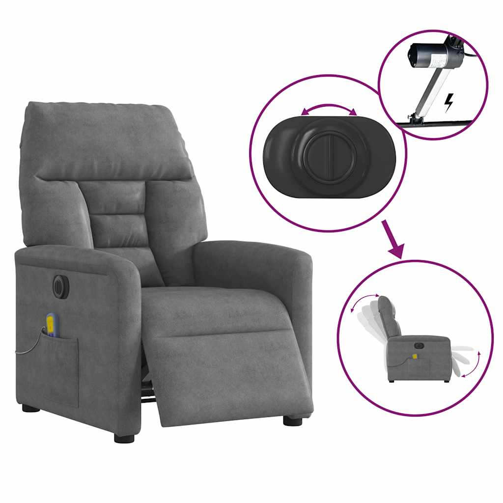 Massagestoel elektrisch verstelbaar microvezelstof donkergrijs is nu te koop bij PeponiXL, paradijselijk wonen!