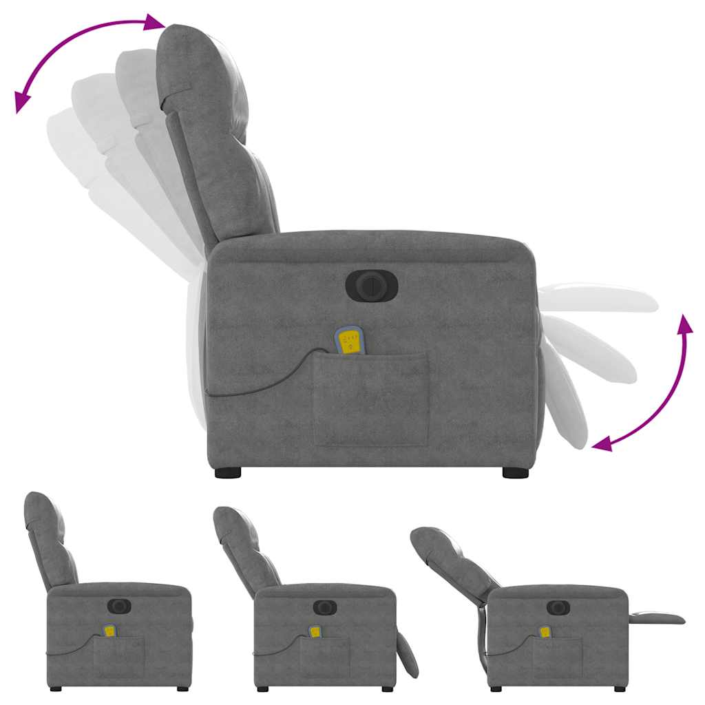 Massagestoel elektrisch verstelbaar microvezelstof donkergrijs is nu te koop bij PeponiXL, paradijselijk wonen!