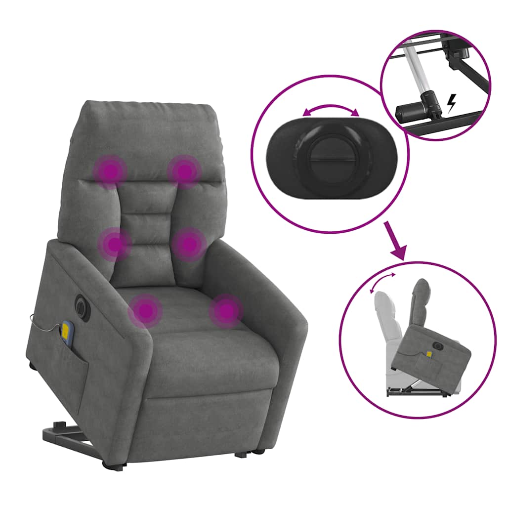 Sta-op-massagestoel elektrisch microvezelstof donkergrijs is nu te koop bij PeponiXL, paradijselijk wonen!