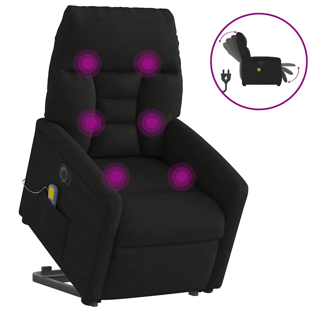 Sta-op-massagestoel elektrisch verstelbaar microvezelstof zwart is nu te koop bij PeponiXL, paradijselijk wonen!