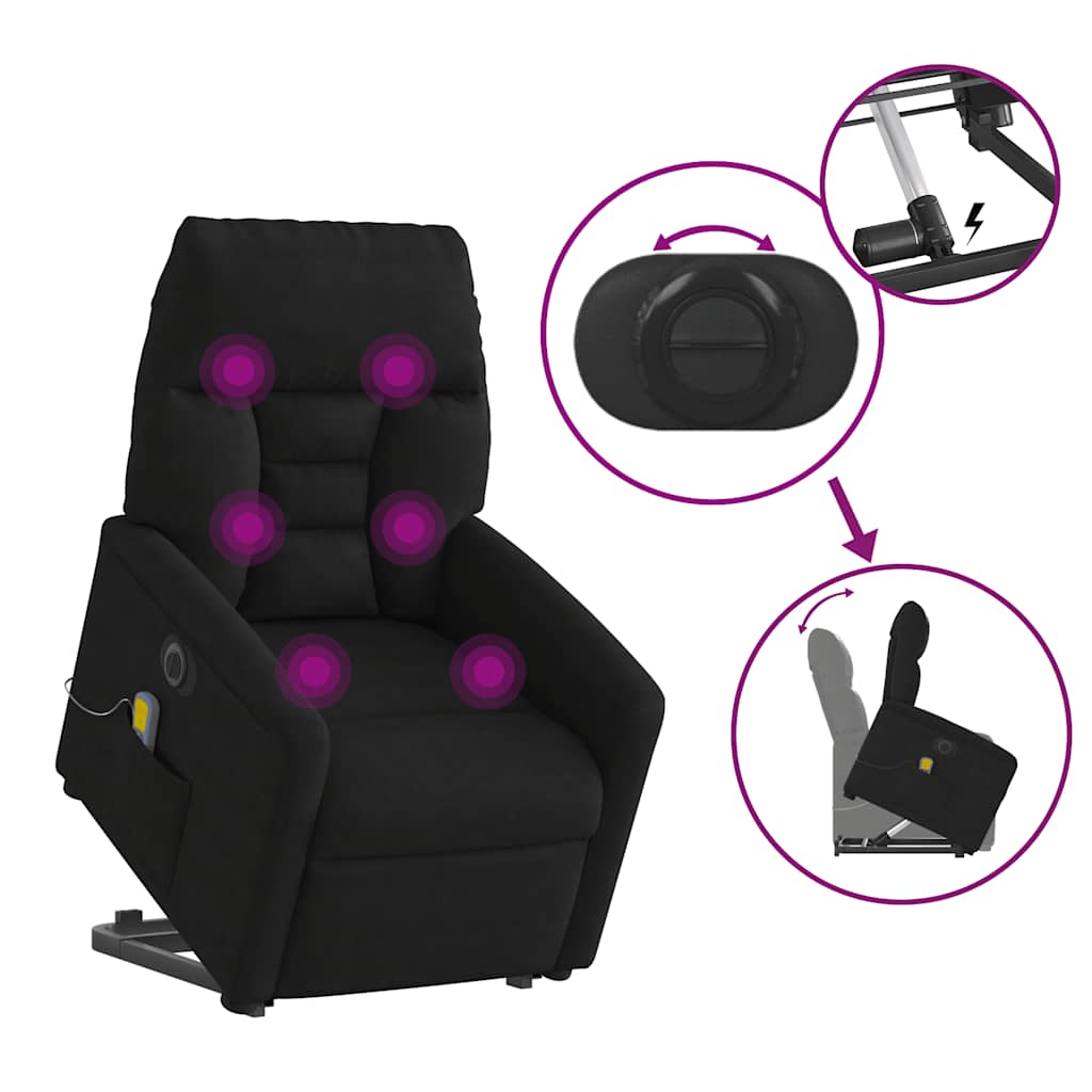 Sta-op-massagestoel elektrisch verstelbaar microvezelstof zwart is nu te koop bij PeponiXL, paradijselijk wonen!