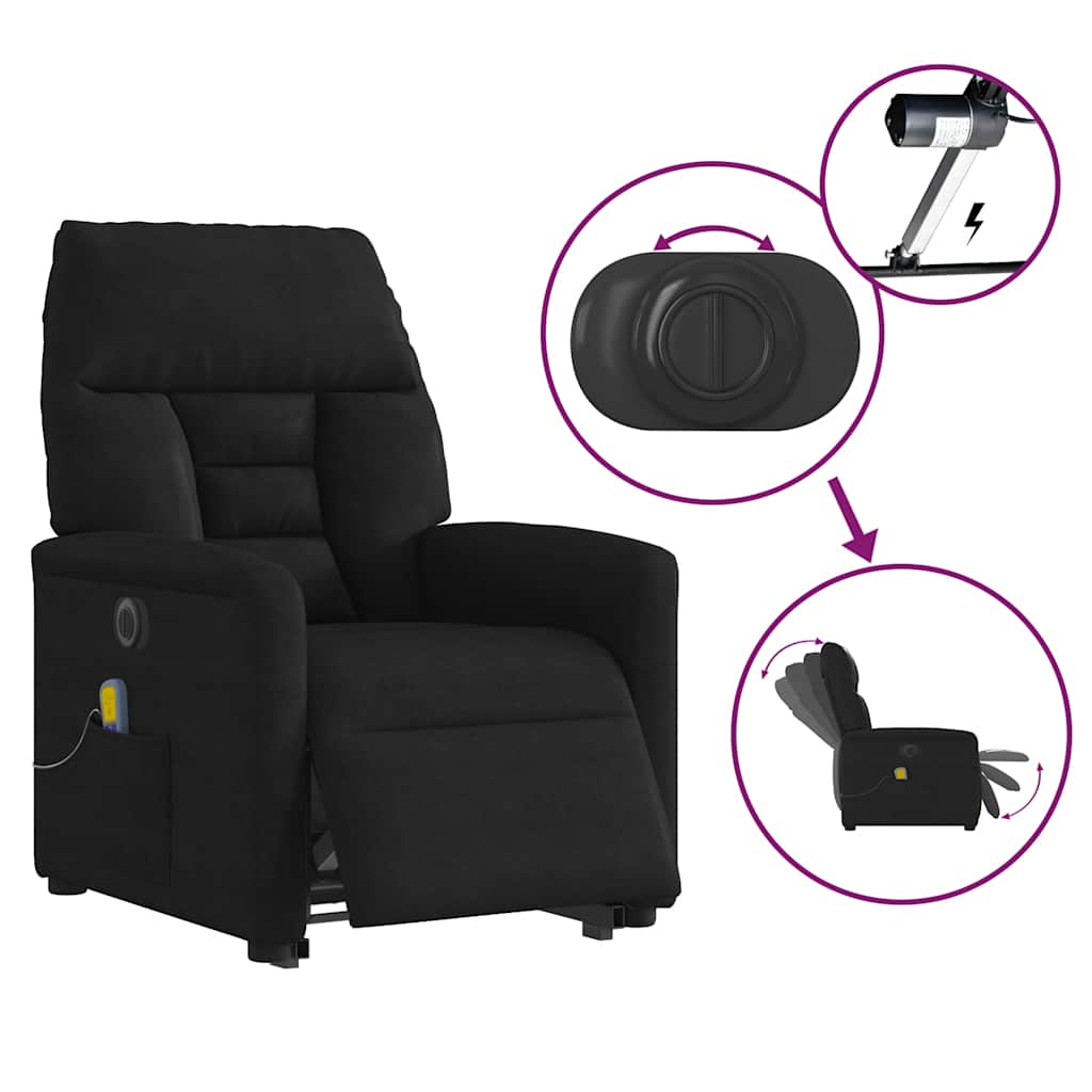 Sta-op-massagestoel elektrisch verstelbaar microvezelstof zwart is nu te koop bij PeponiXL, paradijselijk wonen!