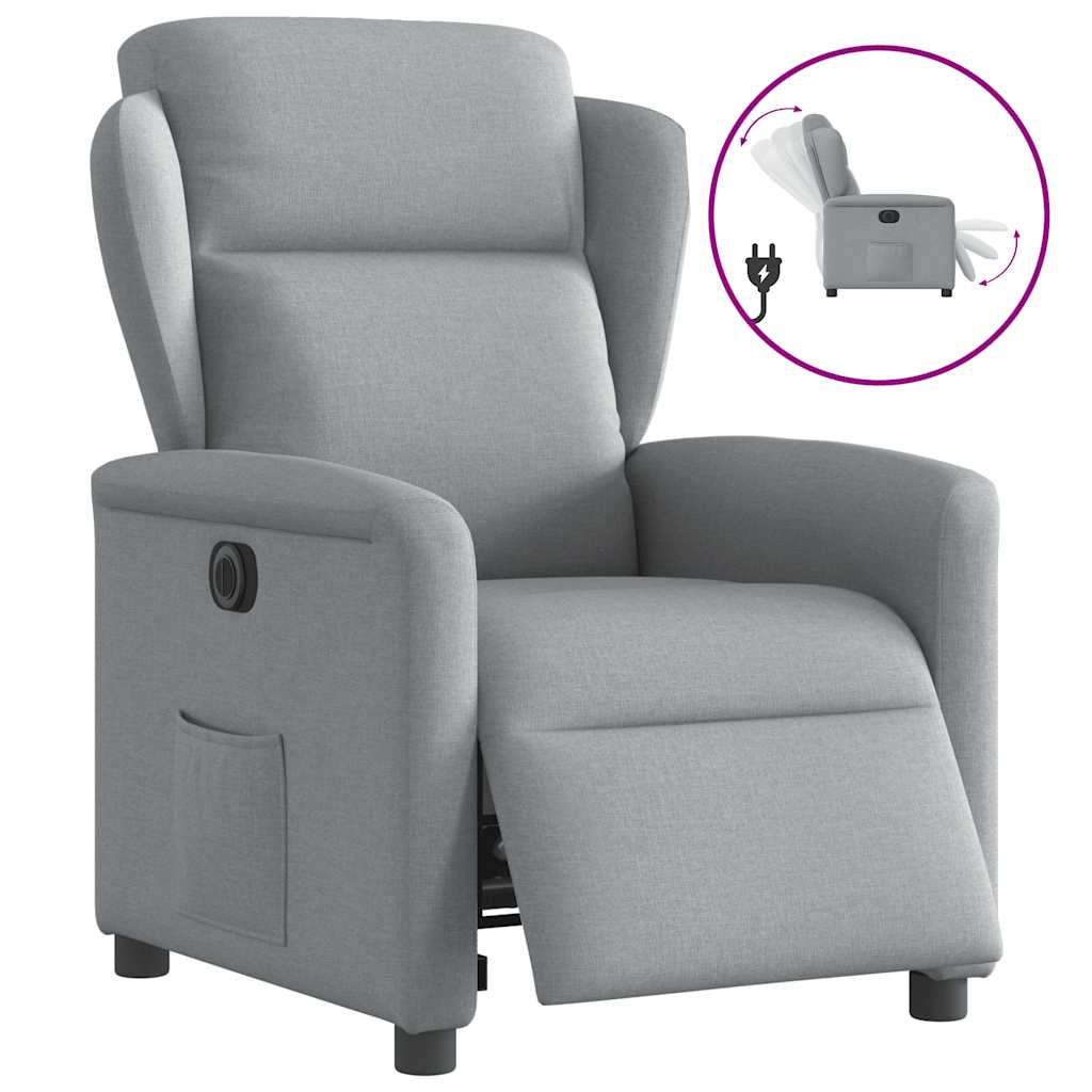 Fauteuil elektrisch verstelbaar stof lichtgrijs is nu te koop bij PeponiXL, paradijselijk wonen!