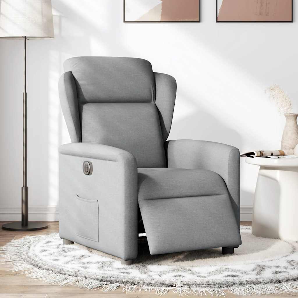 Fauteuil elektrisch verstelbaar stof lichtgrijs is nu te koop bij PeponiXL, paradijselijk wonen!