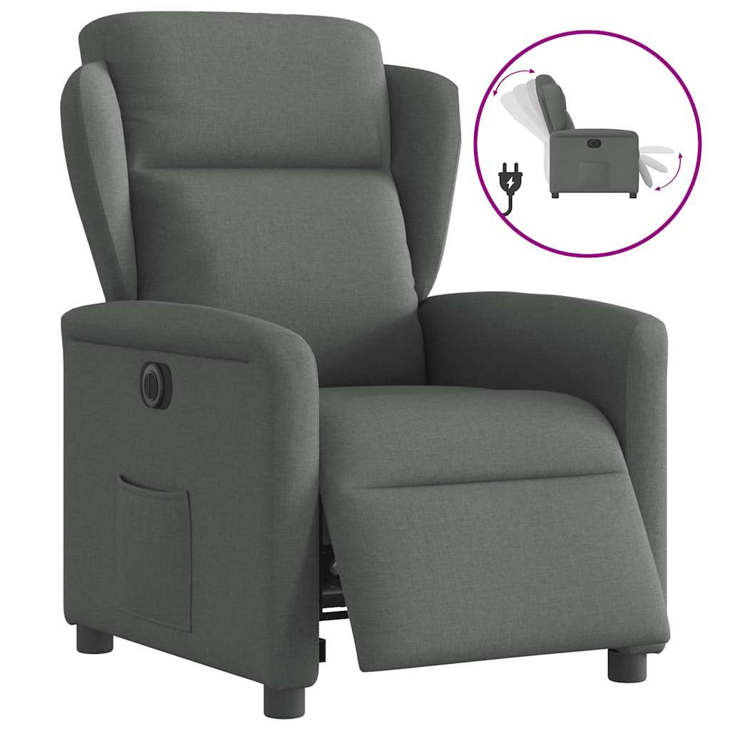 Fauteuil elektrisch verstelbaar stof donkergrijs is nu te koop bij PeponiXL, paradijselijk wonen!