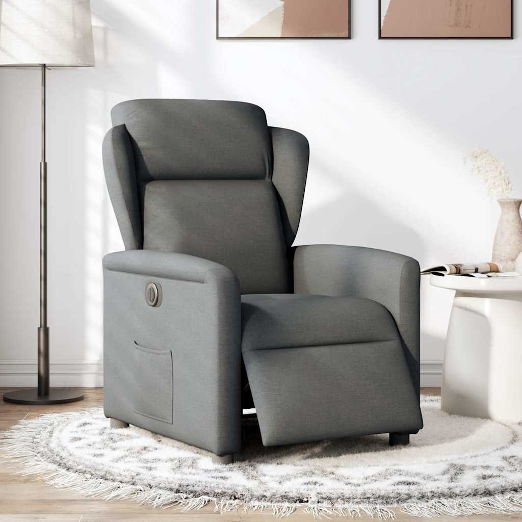 Fauteuil elektrisch verstelbaar stof donkergrijs is nu te koop bij PeponiXL, paradijselijk wonen!