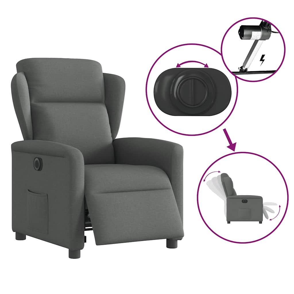 Fauteuil elektrisch verstelbaar stof donkergrijs is nu te koop bij PeponiXL, paradijselijk wonen!