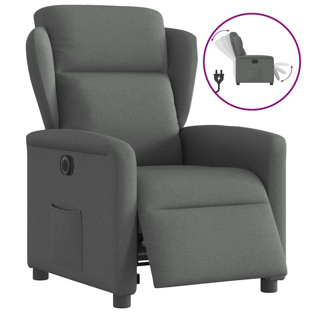 Fauteuil elektrisch verstelbaar stof donkergrijs is nu te koop bij PeponiXL, paradijselijk wonen!