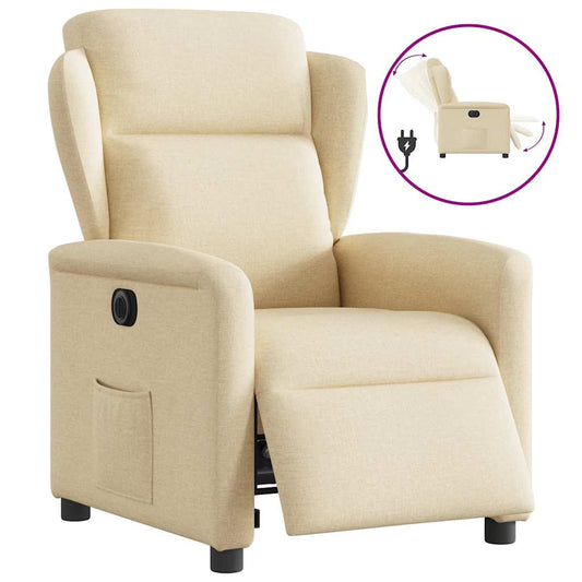 Fauteuil verstelbaar elektrisch stof crèmekleurig is nu te koop bij PeponiXL, paradijselijk wonen!