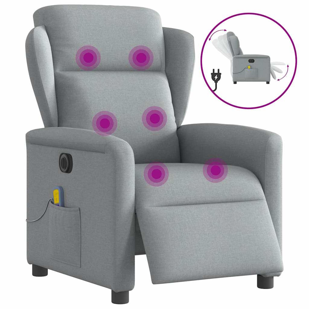 Massagestoel elektrisch verstelbaar stof lichtgrijs is nu te koop bij PeponiXL, paradijselijk wonen!