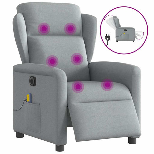 Massagestoel elektrisch verstelbaar stof lichtgrijs is nu te koop bij PeponiXL, paradijselijk wonen!