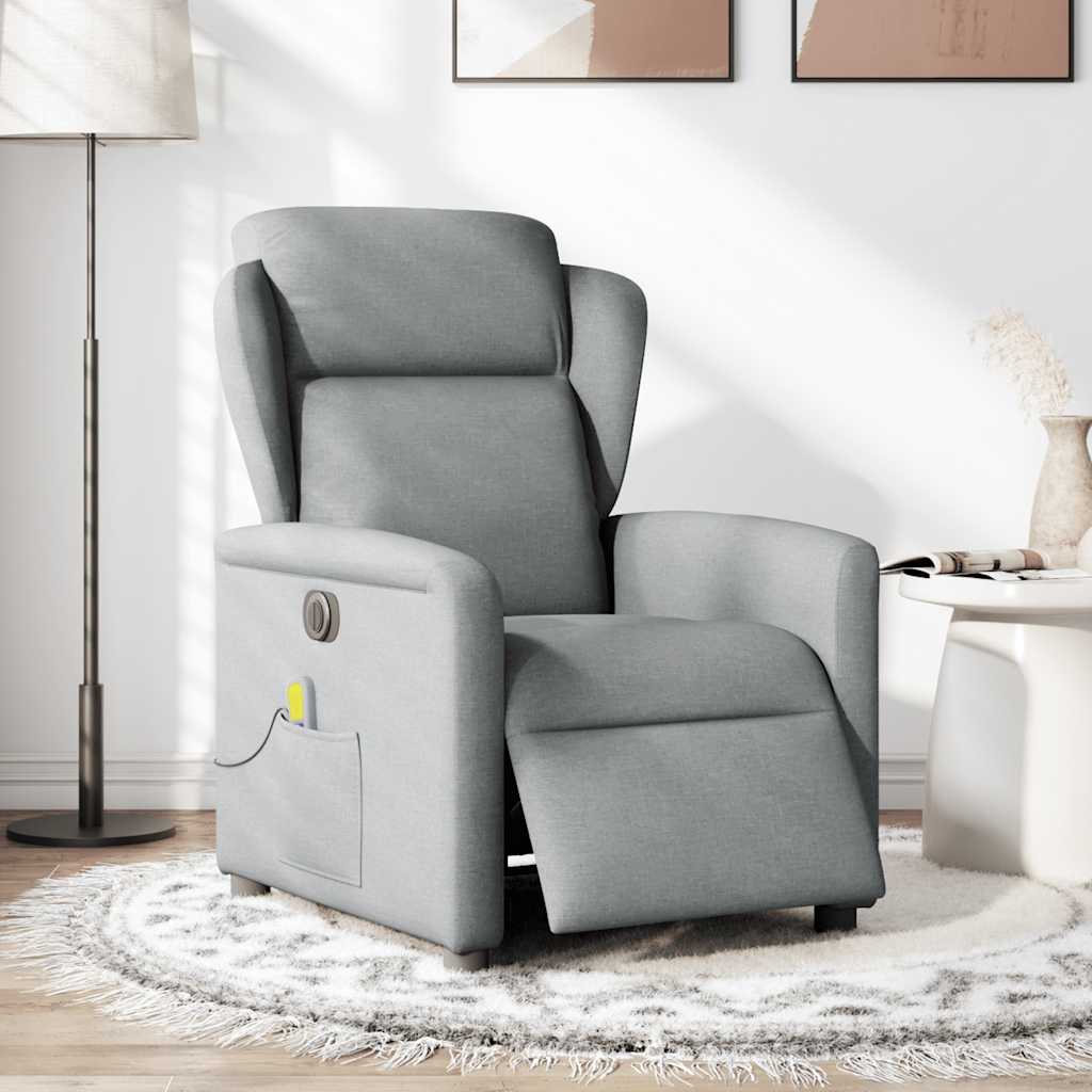 Massagestoel elektrisch verstelbaar stof lichtgrijs is nu te koop bij PeponiXL, paradijselijk wonen!