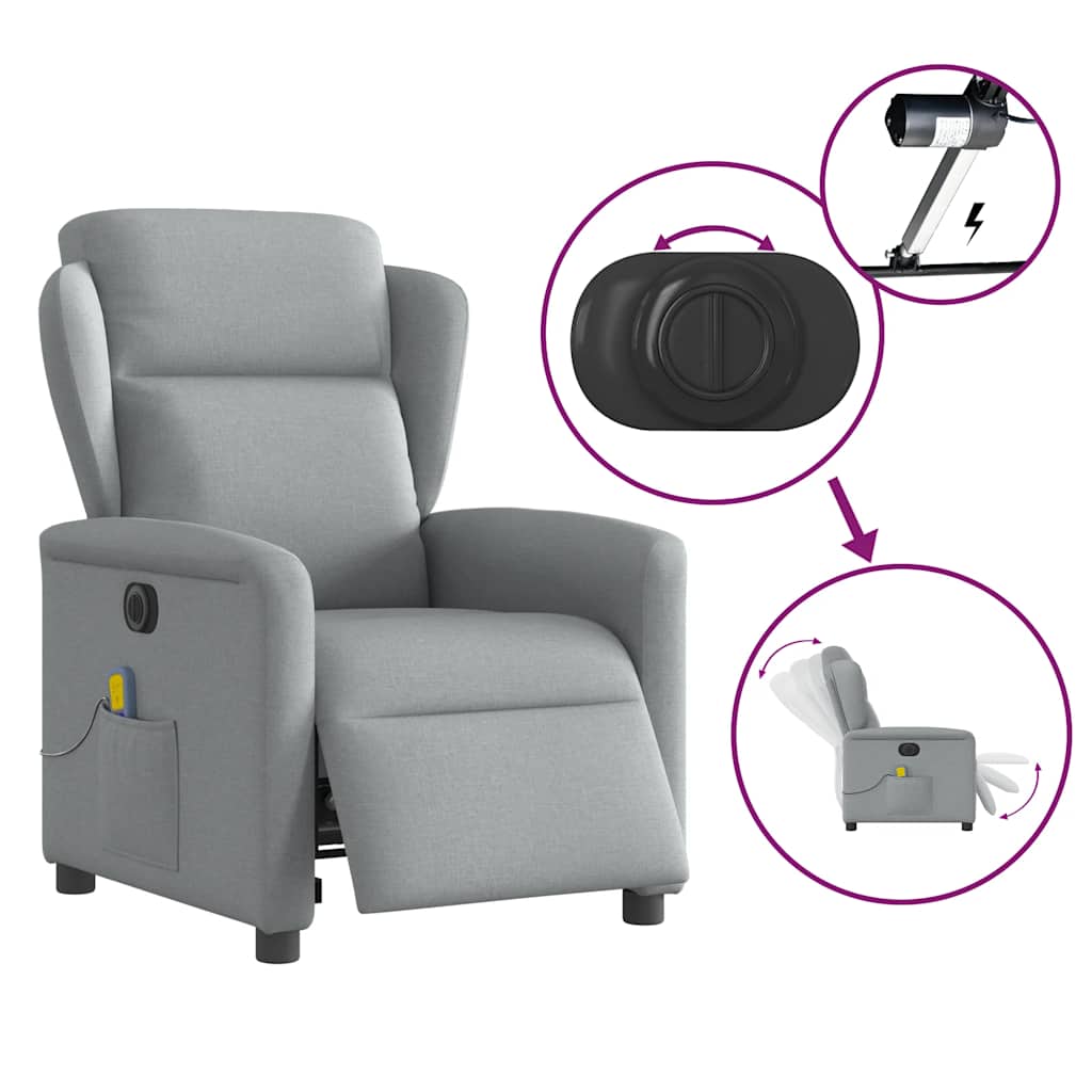 Massagestoel elektrisch verstelbaar stof lichtgrijs is nu te koop bij PeponiXL, paradijselijk wonen!