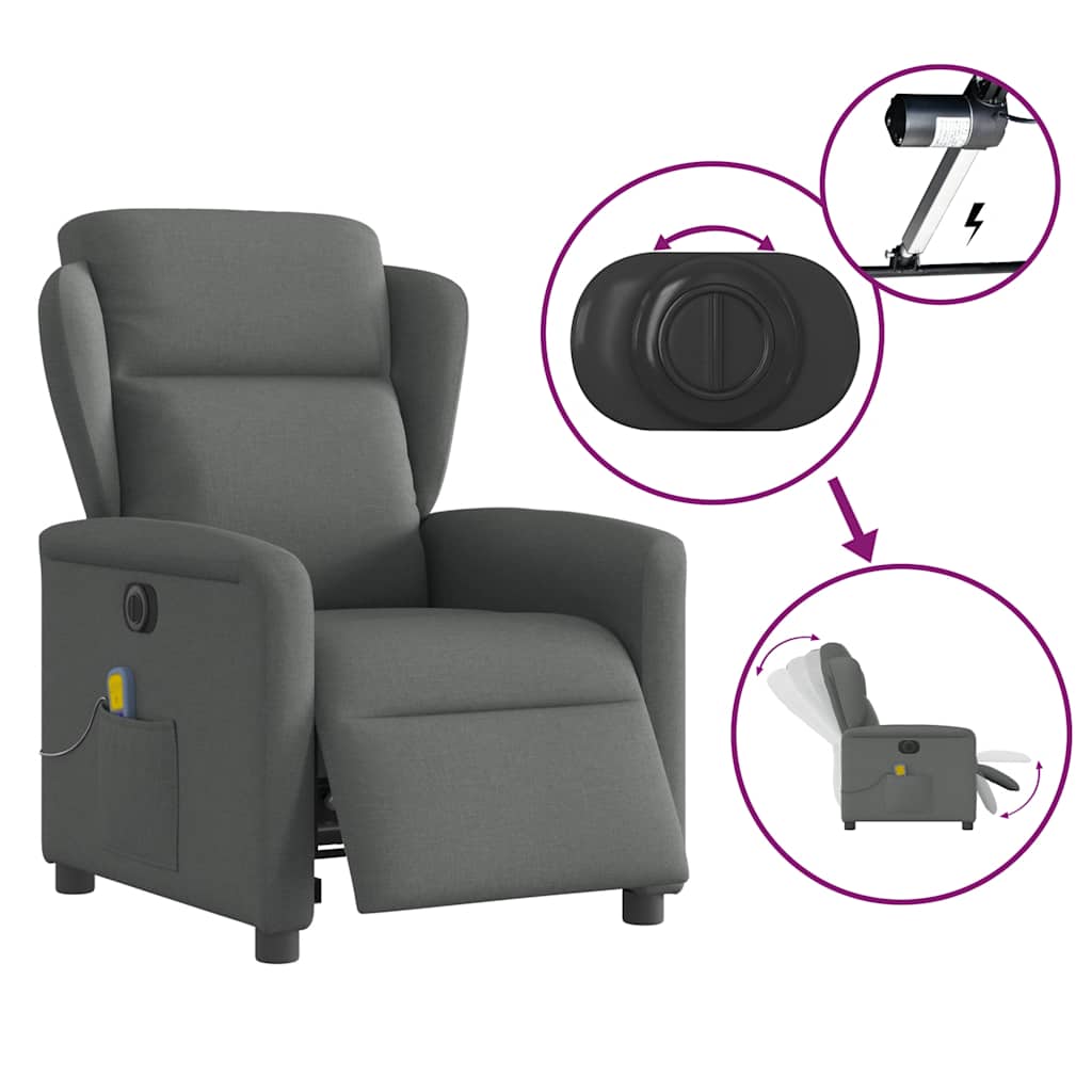 Massagestoel elektrisch verstelbaar stof donkergrijs is nu te koop bij PeponiXL, paradijselijk wonen!