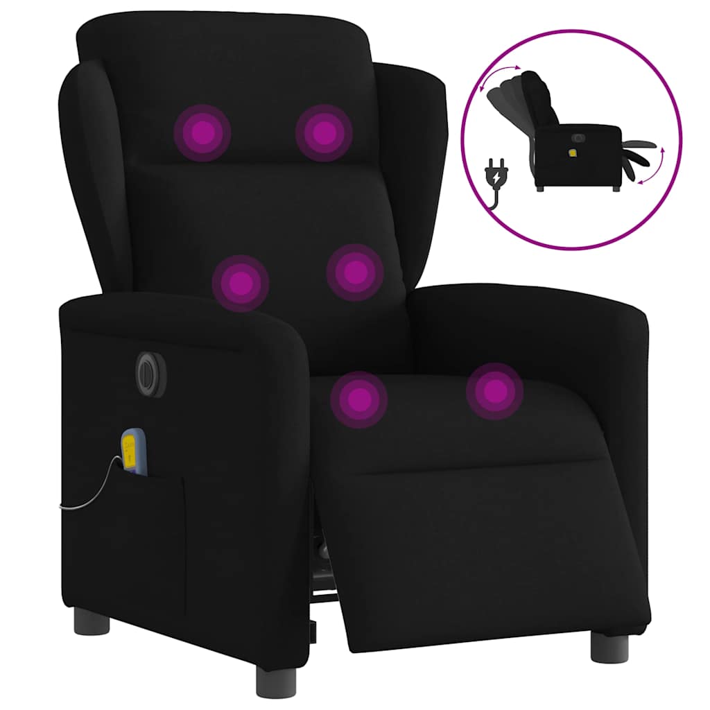 Massagestoel elektrisch verstelbaar stof zwart is nu te koop bij PeponiXL, paradijselijk wonen!