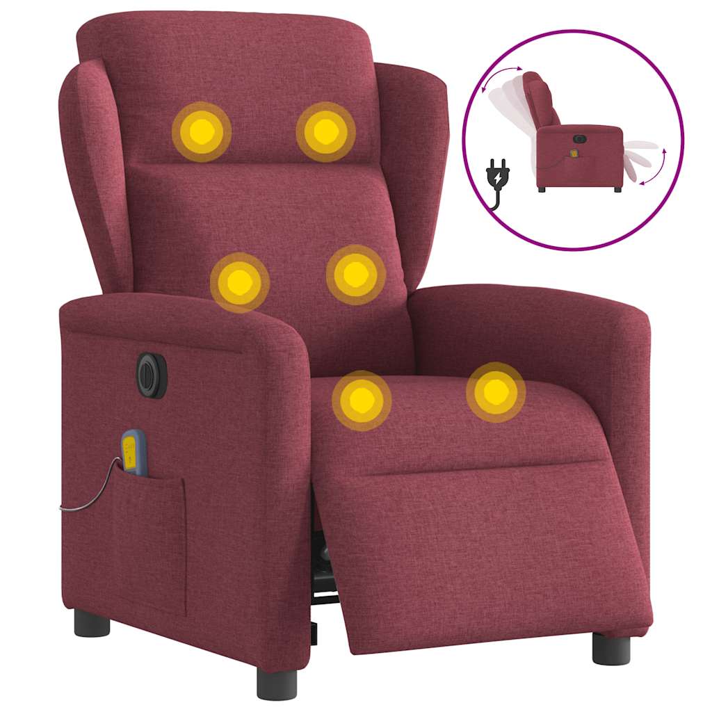 Massagestoel elektrisch verstelbaar stof wijnrood is nu te koop bij PeponiXL, paradijselijk wonen!