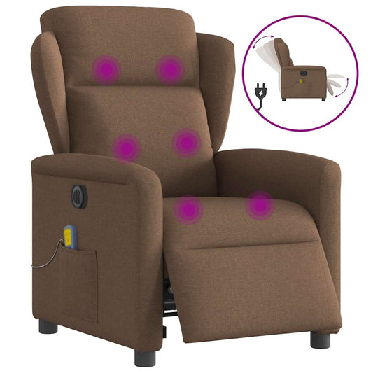 Massagestoel elektrisch verstelbaar stof bruin is nu te koop bij PeponiXL, paradijselijk wonen!