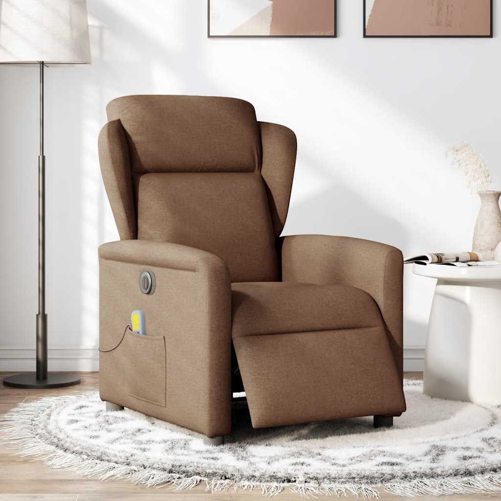 Massagestoel elektrisch verstelbaar stof bruin is nu te koop bij PeponiXL, paradijselijk wonen!