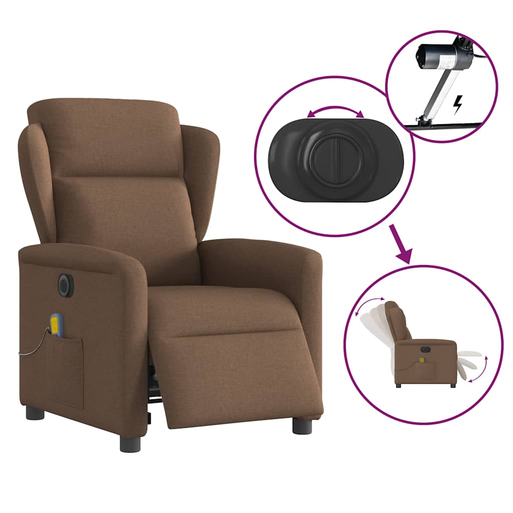 Massagestoel elektrisch verstelbaar stof bruin is nu te koop bij PeponiXL, paradijselijk wonen!