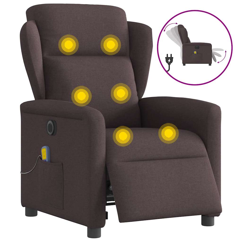 Massagestoel elektrisch verstelbaar stof donkerbruin is nu te koop bij PeponiXL, paradijselijk wonen!