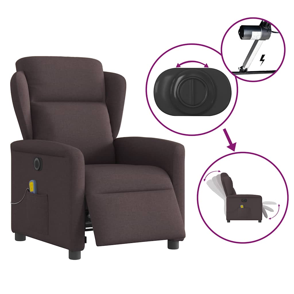 Massagestoel elektrisch verstelbaar stof donkerbruin is nu te koop bij PeponiXL, paradijselijk wonen!