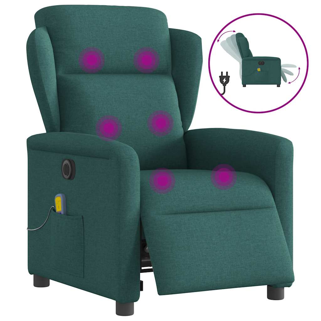 Massagestoel elektrisch verstelbaar stof donkergroen is nu te koop bij PeponiXL, paradijselijk wonen!