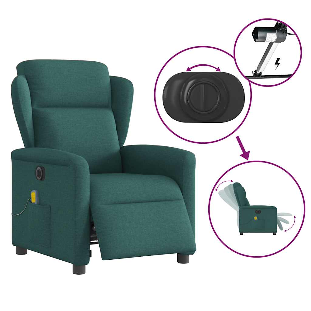 Massagestoel elektrisch verstelbaar stof donkergroen is nu te koop bij PeponiXL, paradijselijk wonen!