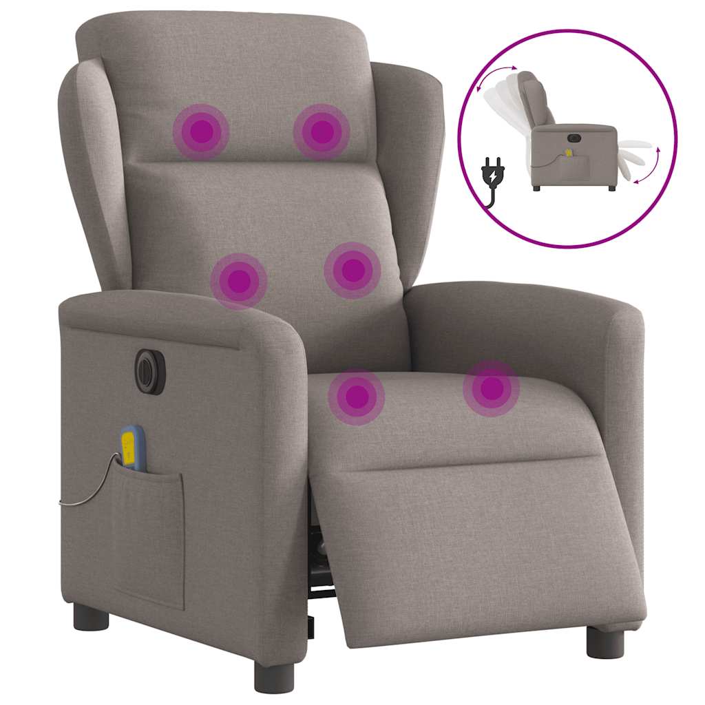 Massagestoel elektrisch verstelbaar stof taupe is nu te koop bij PeponiXL, paradijselijk wonen!