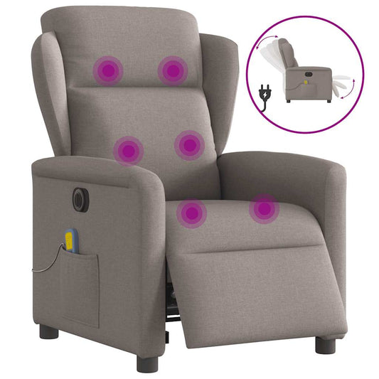 Massagestoel elektrisch verstelbaar stof taupe is nu te koop bij PeponiXL, paradijselijk wonen!