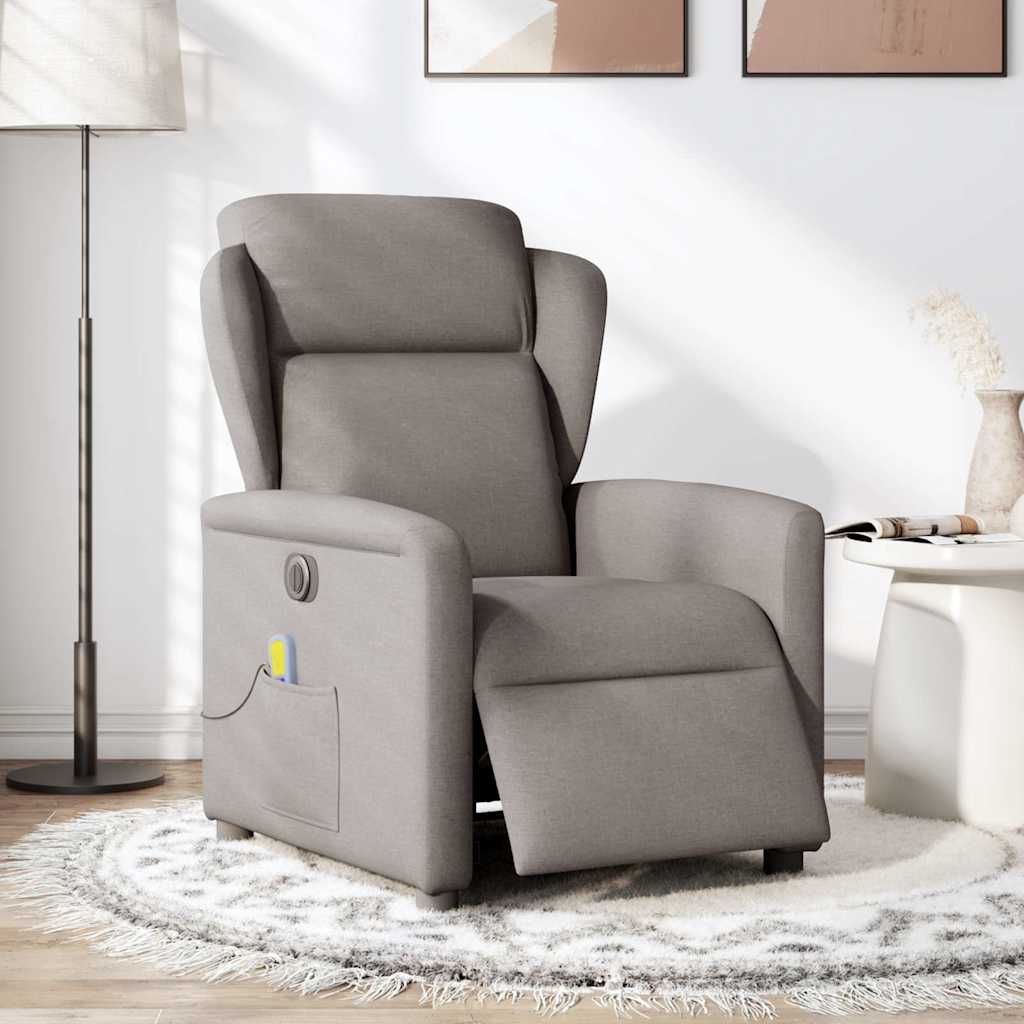 Massagestoel elektrisch verstelbaar stof taupe is nu te koop bij PeponiXL, paradijselijk wonen!