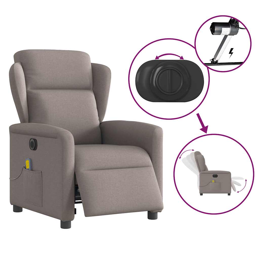 Massagestoel elektrisch verstelbaar stof taupe is nu te koop bij PeponiXL, paradijselijk wonen!