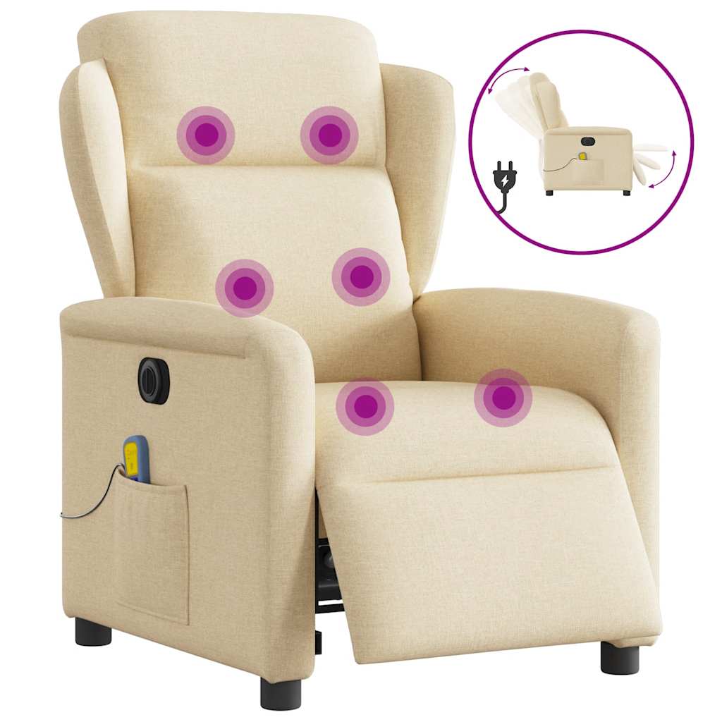 Massagestoel elektrisch verstelbaar stof crèmekleurig is nu te koop bij PeponiXL, paradijselijk wonen!