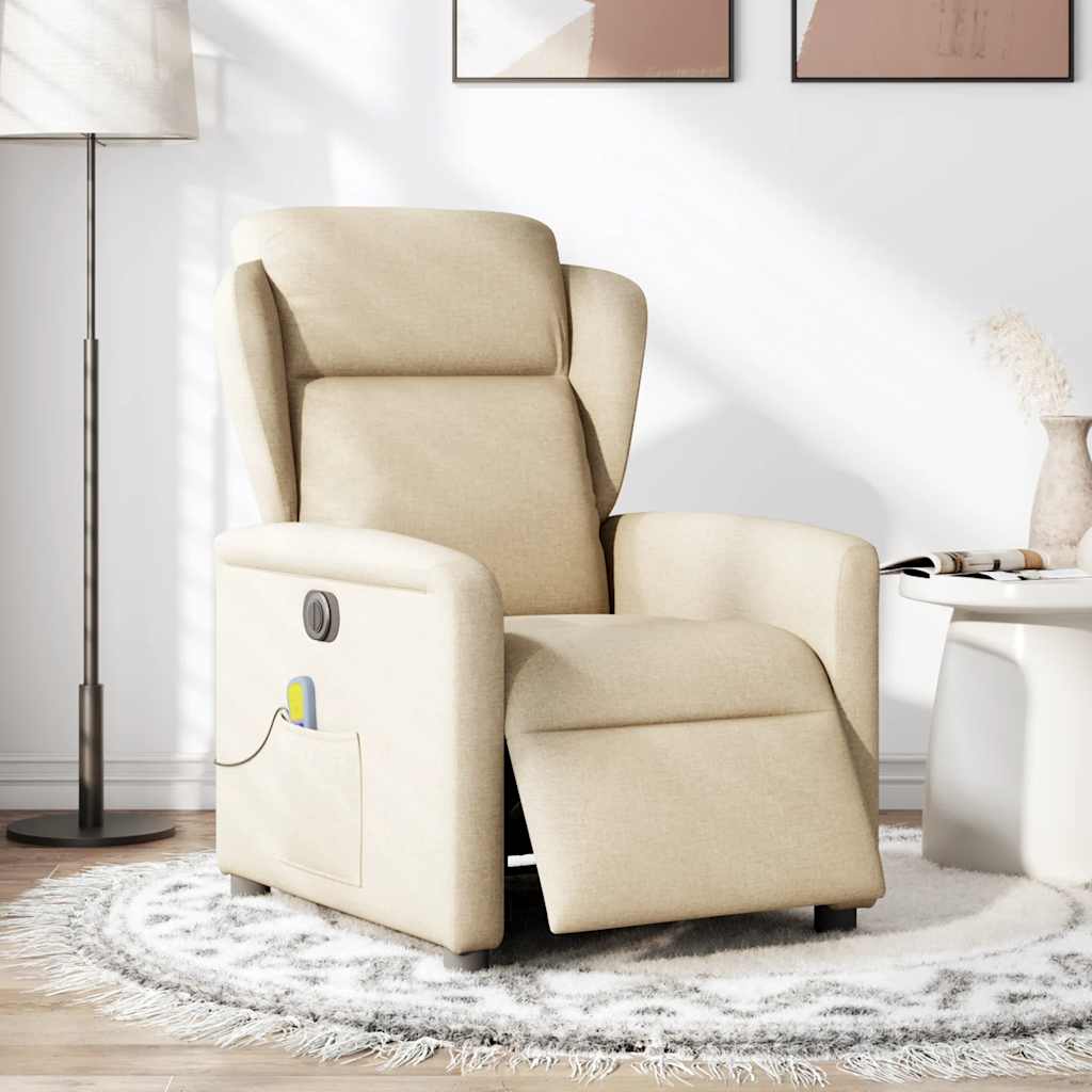 Massagestoel elektrisch verstelbaar stof crèmekleurig is nu te koop bij PeponiXL, paradijselijk wonen!