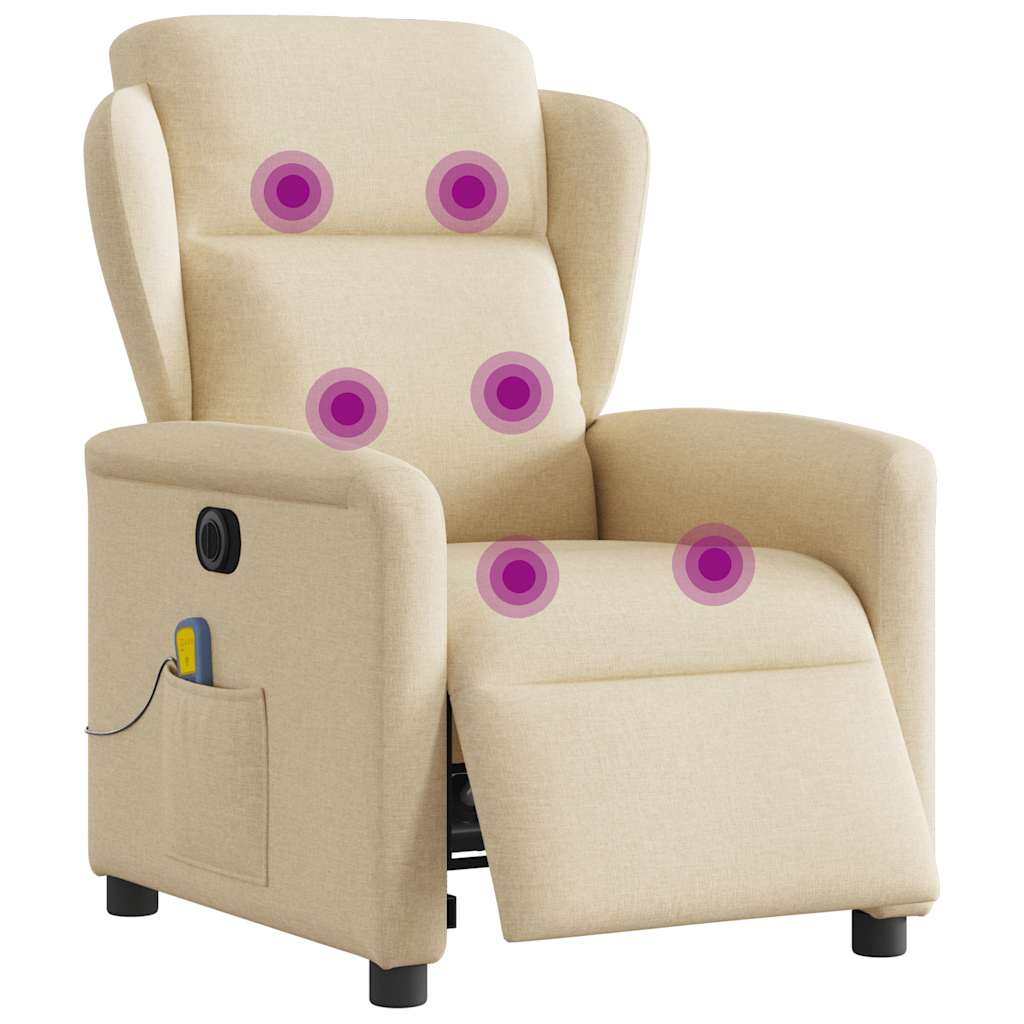 Massagestoel elektrisch verstelbaar stof crèmekleurig is nu te koop bij PeponiXL, paradijselijk wonen!