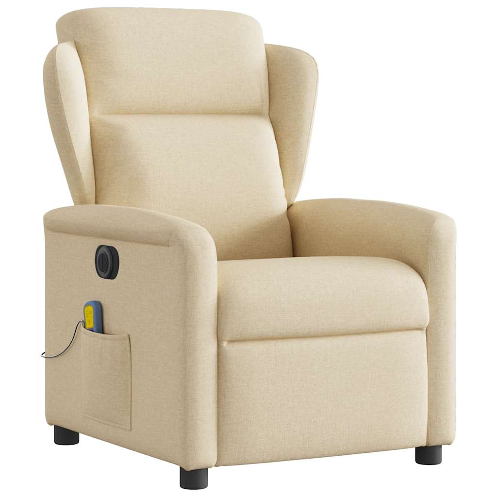 Massagestoel elektrisch verstelbaar stof crèmekleurig is nu te koop bij PeponiXL, paradijselijk wonen!