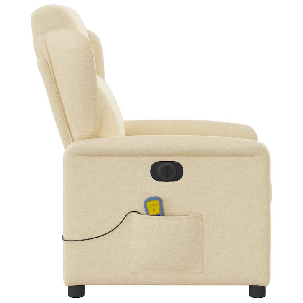 Massagestoel elektrisch verstelbaar stof crèmekleurig is nu te koop bij PeponiXL, paradijselijk wonen!