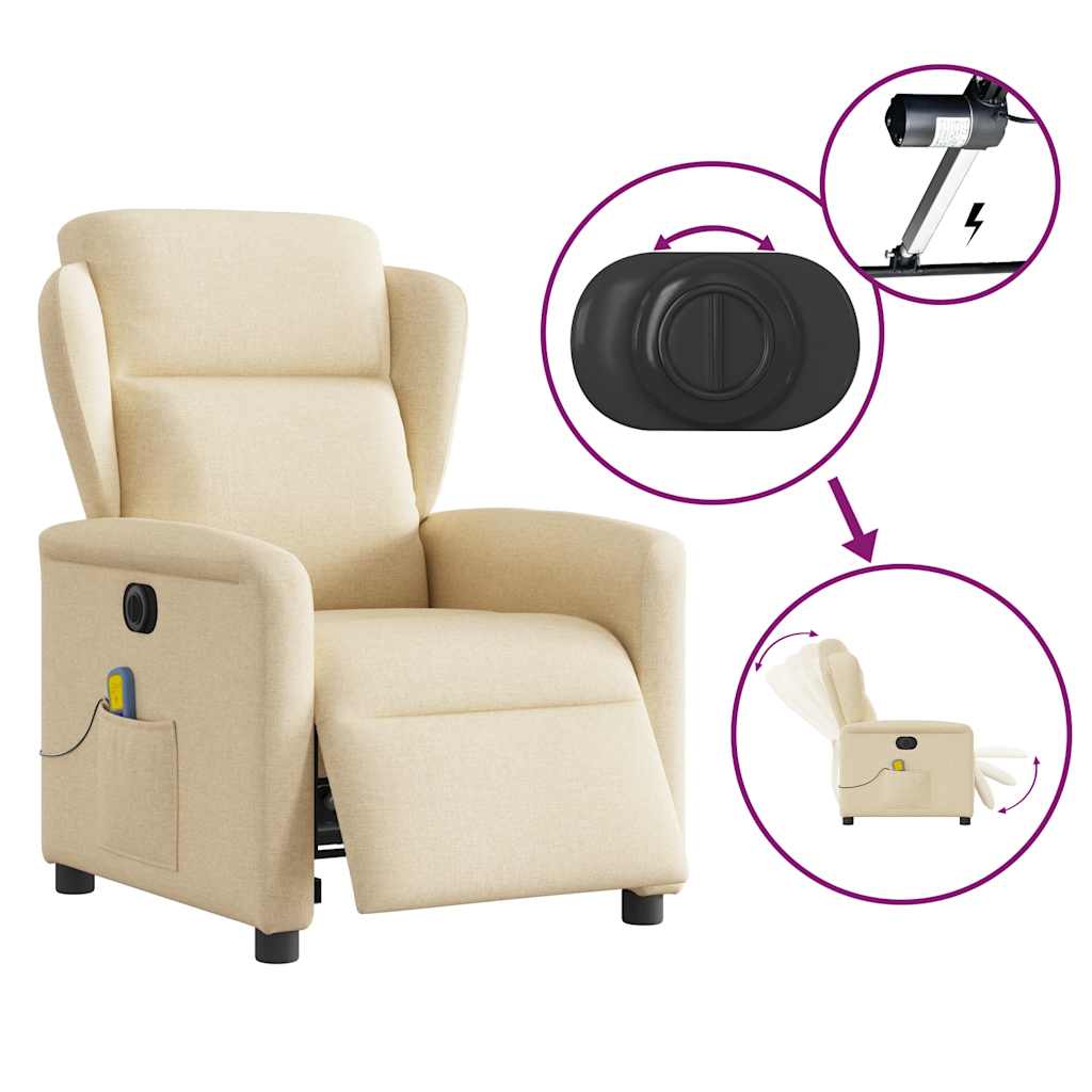 Massagestoel elektrisch verstelbaar stof crèmekleurig is nu te koop bij PeponiXL, paradijselijk wonen!